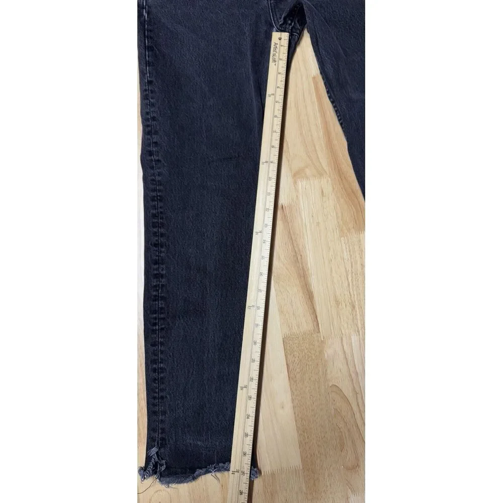 Reformation Crop Cigarette Euphrates Raw Hem Frayed Charcoal Black - Picture 16 of 16